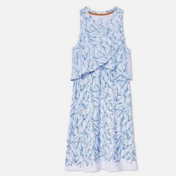 Tory Burch Kaley White Ellora Pima Cotton Popover Faux Layered Dress Medium - Picture 2 of 15